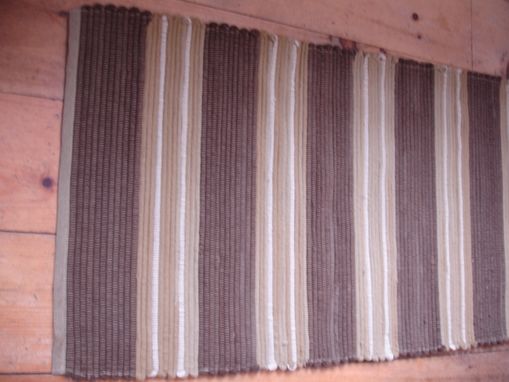 Custom Made Earthy Brown Or Blue Brown Wool Rug 2 Ft X 4 Ft Hand-Woven