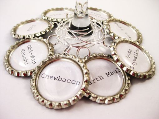 Custom Made Upcycled Bottle Caps Star Wars Wine Charms In Set Of 8