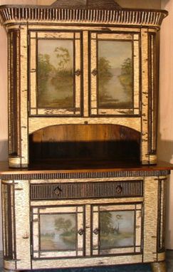 Custom Made Rustic Hutch With Oil Paintings