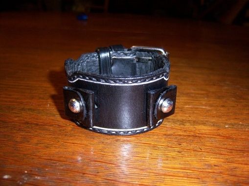 Custom Made Black Leather Watch Band