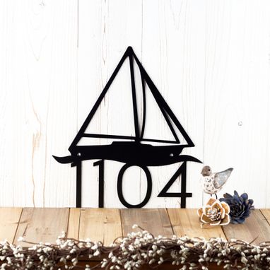 Custom Made Nautical Sailboat Metal House Number Sign, Laser Cut, Nautical Decor, House Number, Address Sign