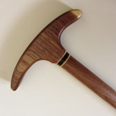 Custom Made Walking Cane/Walking Stick, Black Walnut With Ash And Ebony Accent