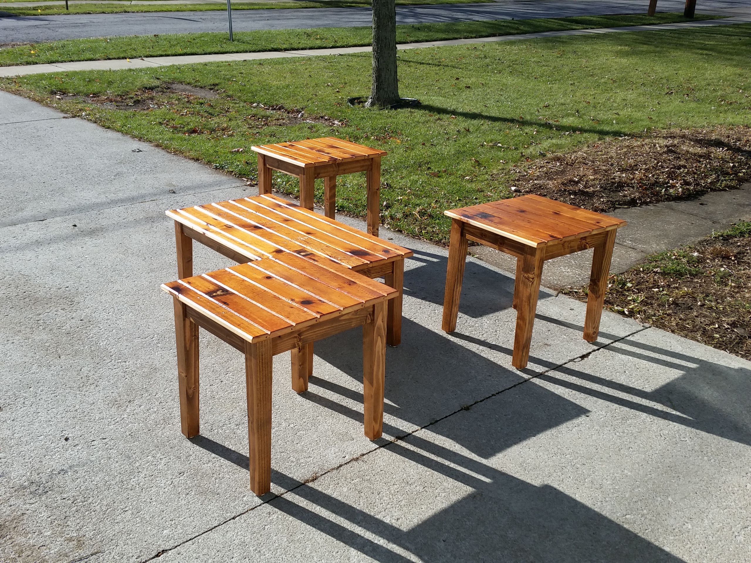 Hand Made Custom Living Room Table Set by Andrew Betschman Woodworking