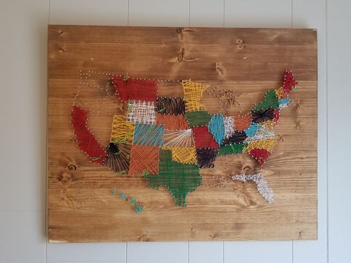 Custom Made United States Map In String Art