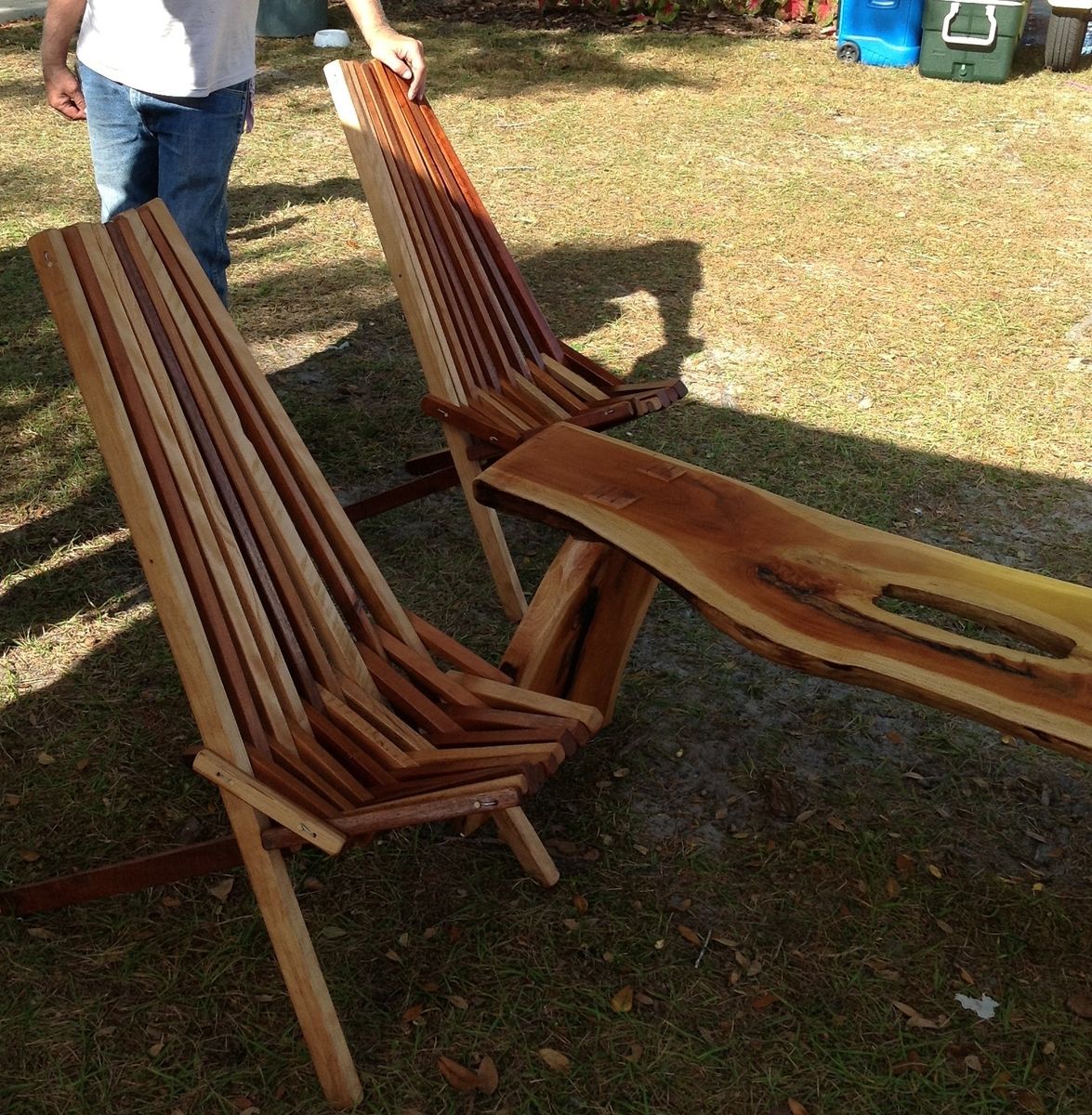 Wooden slatted 2025 garden chairs