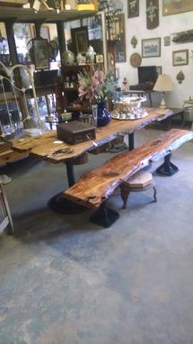 Custom Made Sinker Cypress Table And Bench Steampunk, Industrial