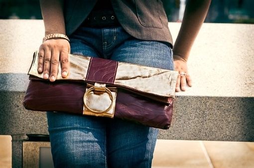 Custom Made Lambskin And Kidskin Clutch/Tote