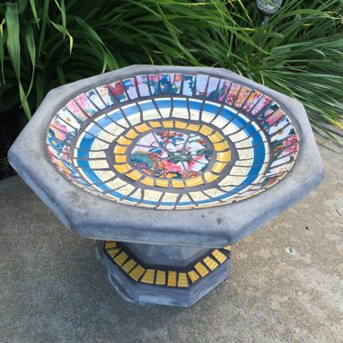 Custom Made Currently Sold Out -Mosaic Concrete Bird Bath - Small Size