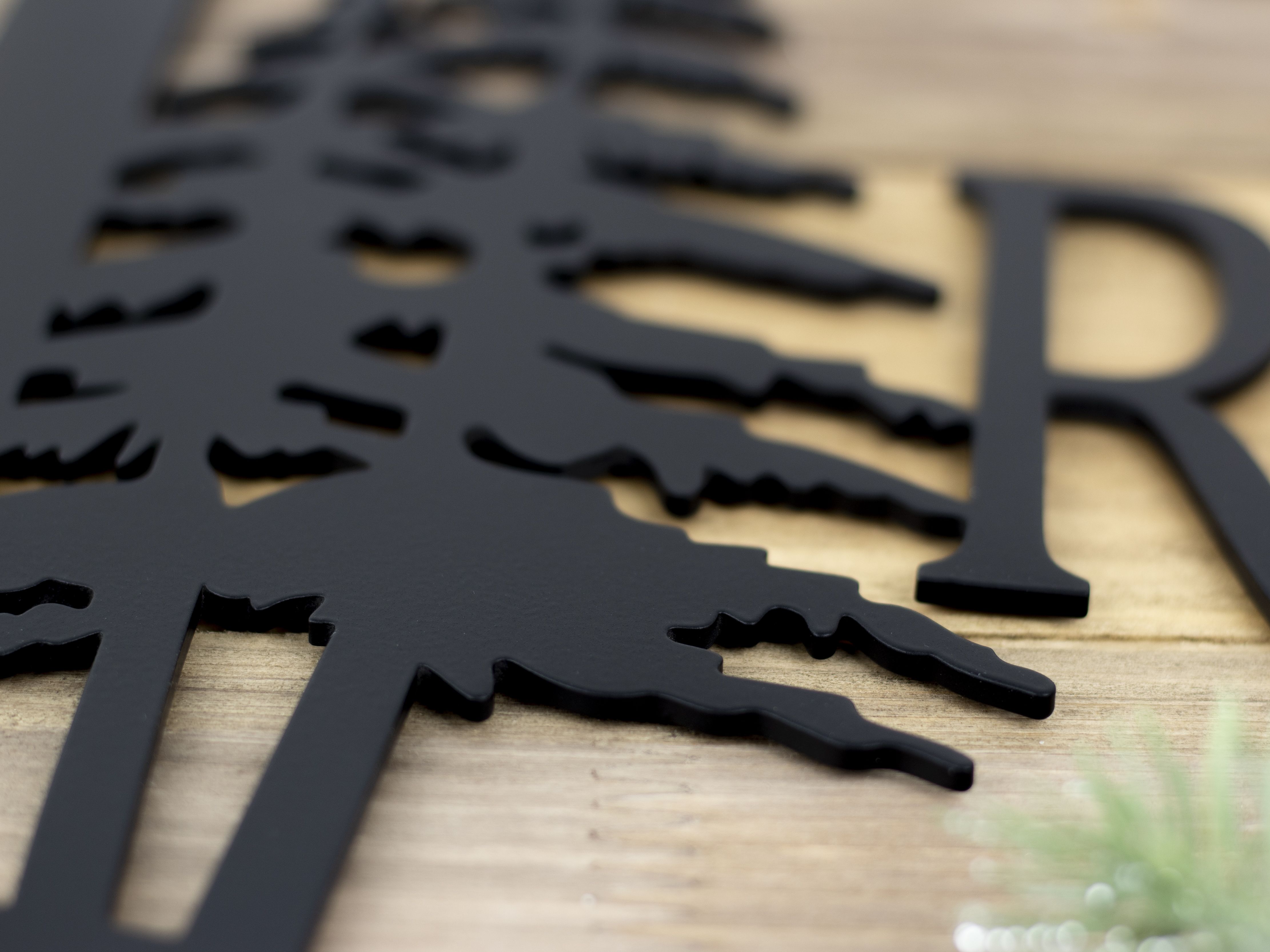 Buy Hand Made Custom Family Name Metal Sign, Deer, Pine Trees Matte