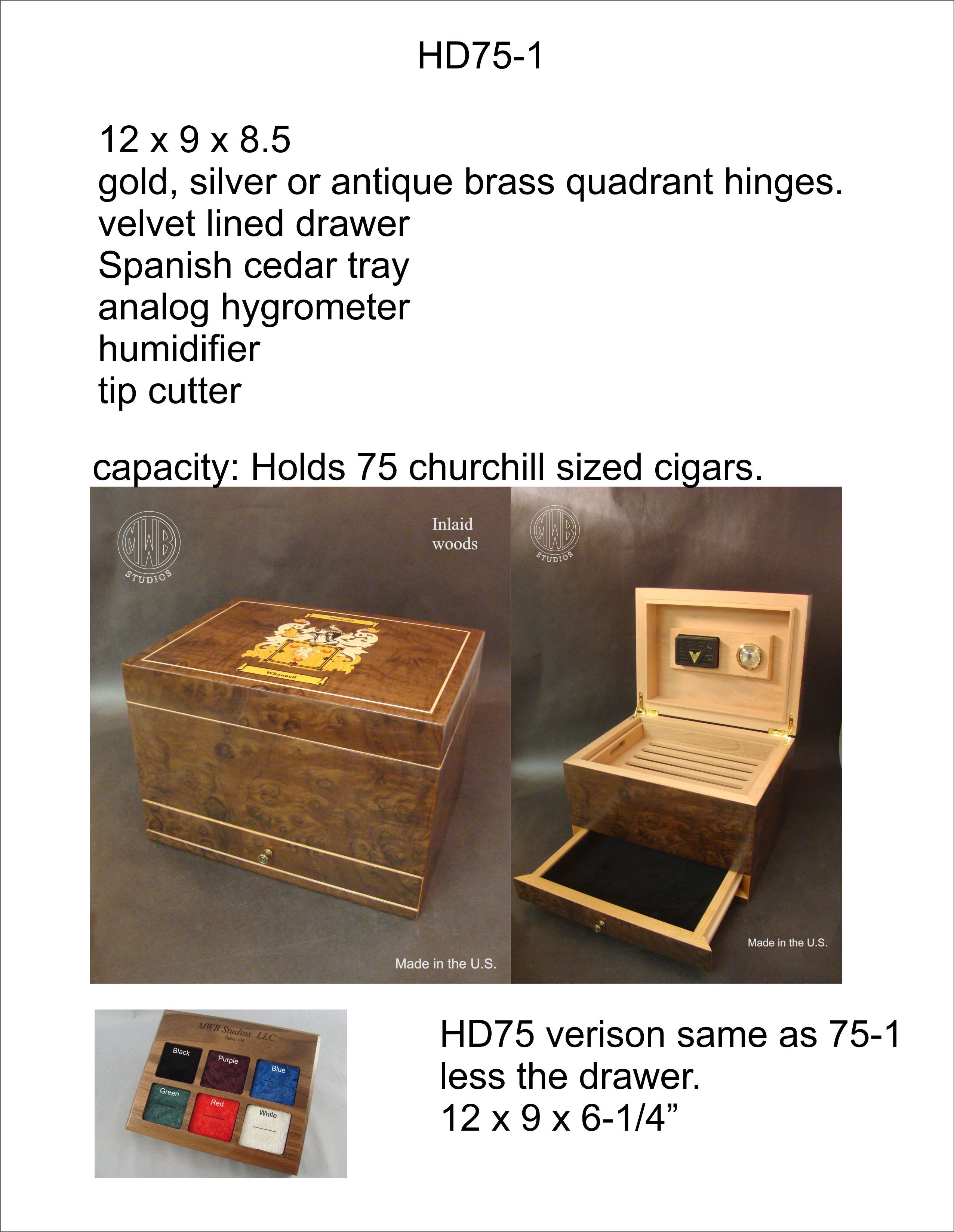 Hand Made Custom Humidor With Custom Inlay Hd751 And Free Shipping. by