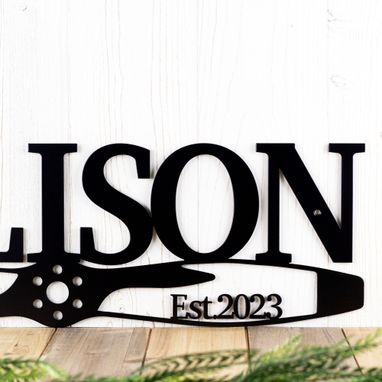 Custom Made Custom Family Established Name Sign, Pilot Gift, Metal Wall Decor, Custom Family Sign, Aviation