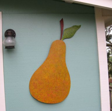 Custom Made Handmade Upcycled Metal Pear Wall Art Sculpture