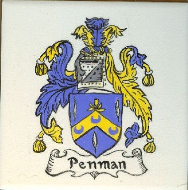 Custom Made Hand Painted Ceramic Tile:  Penman Coat Of Arms