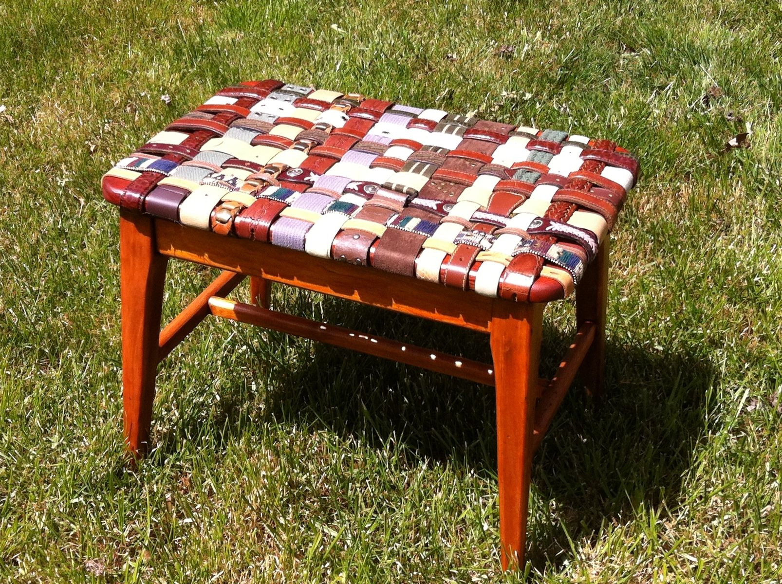 Handmade Piano Bench Covered With Woven Leather Recycled Belts by ...