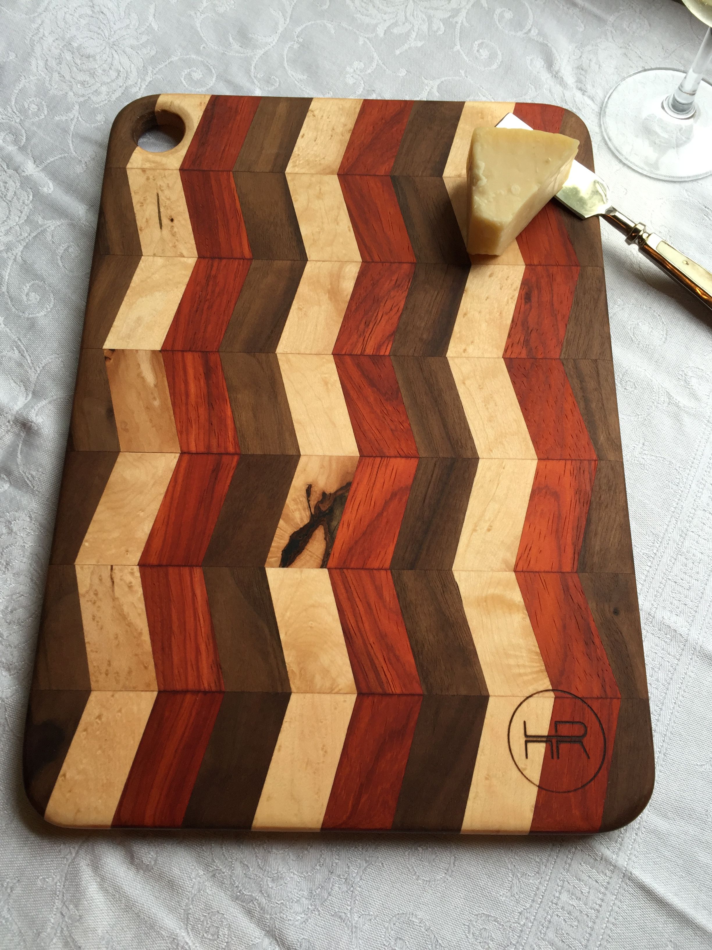 Custom Hardwood Cutting Board Chevron Pattern by Hardwood Reclamation