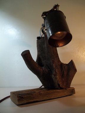 Custom Made Reclaimed Weathered Wood Minimalist Table Lamp