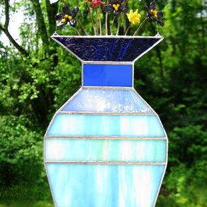 Buy Hand Made Pussy Willows In Modern Blue Vase - Stained Glass, And Flame  Worked 3d Glass Sculpture, made to order from Glass Kissin' Creations