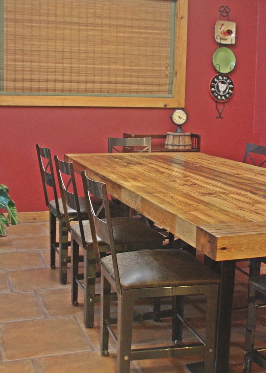 Hand Made Custom Reclaimed Barn Wood Dining Table With Steel Base by