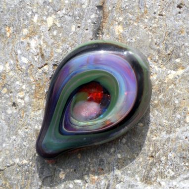 Custom Made Hand-Blown Glass Guitar Pick With Multi-Colored Abstract Design