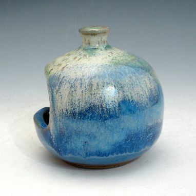 Custom Made Pottery Salt Pig In Blue And White