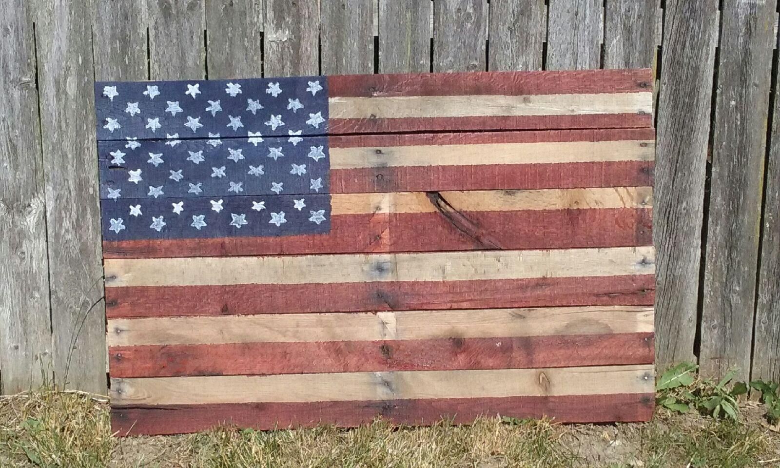 Hand Crafted American Flag Made Out Of Pallets By Brits Treasures 