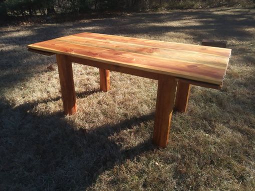 Custom Made Rustic Refined Reclaimed Pine Table With Heavy Saw Kerfs And Locking Extensions 1 Left