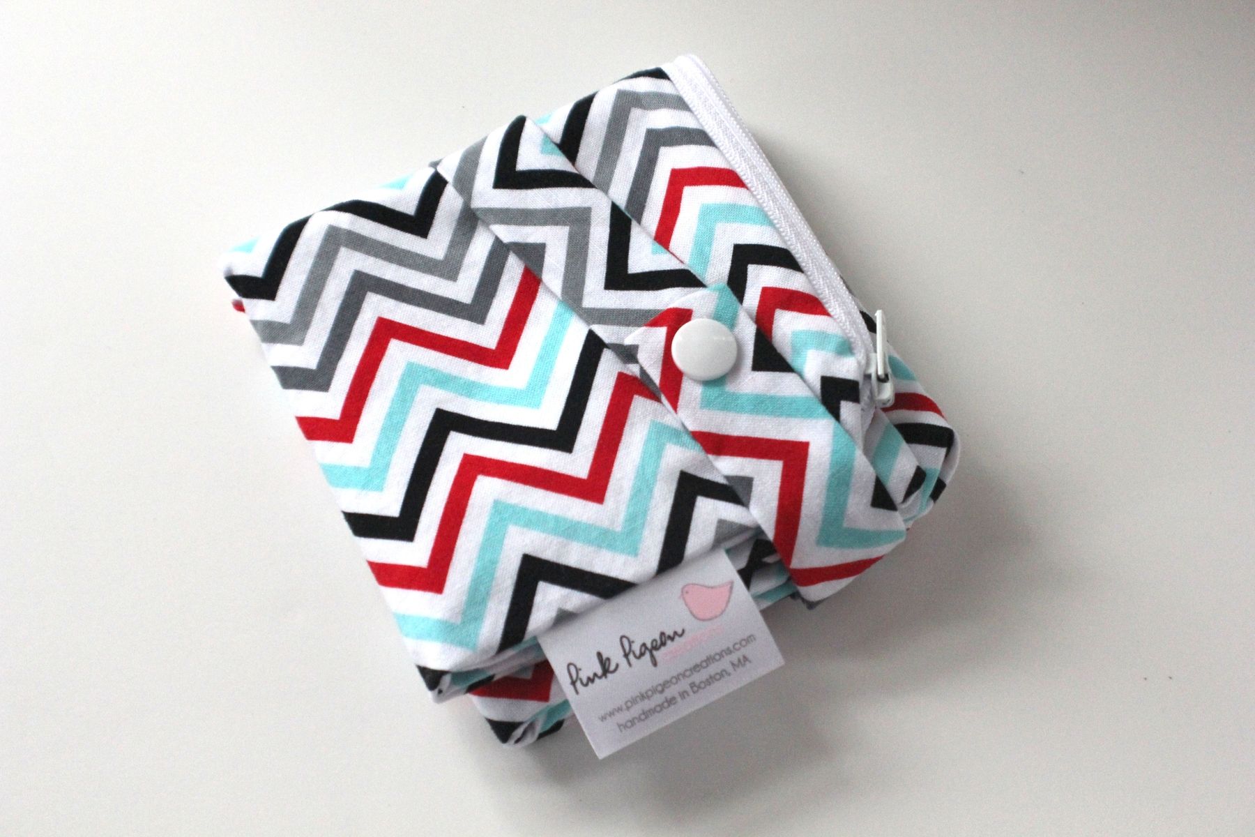 Hand Made Small Lay Flat Messy Bags (Wet Bags) - Zigzag Celebration by Pink Pigeon Creations 