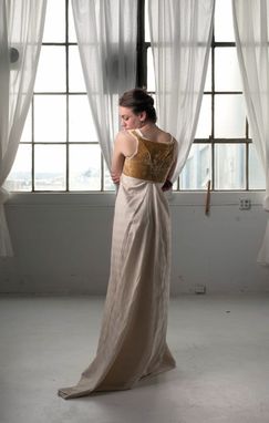 Custom Made Regency Wedding Gown With Mustard Velvet Bodice