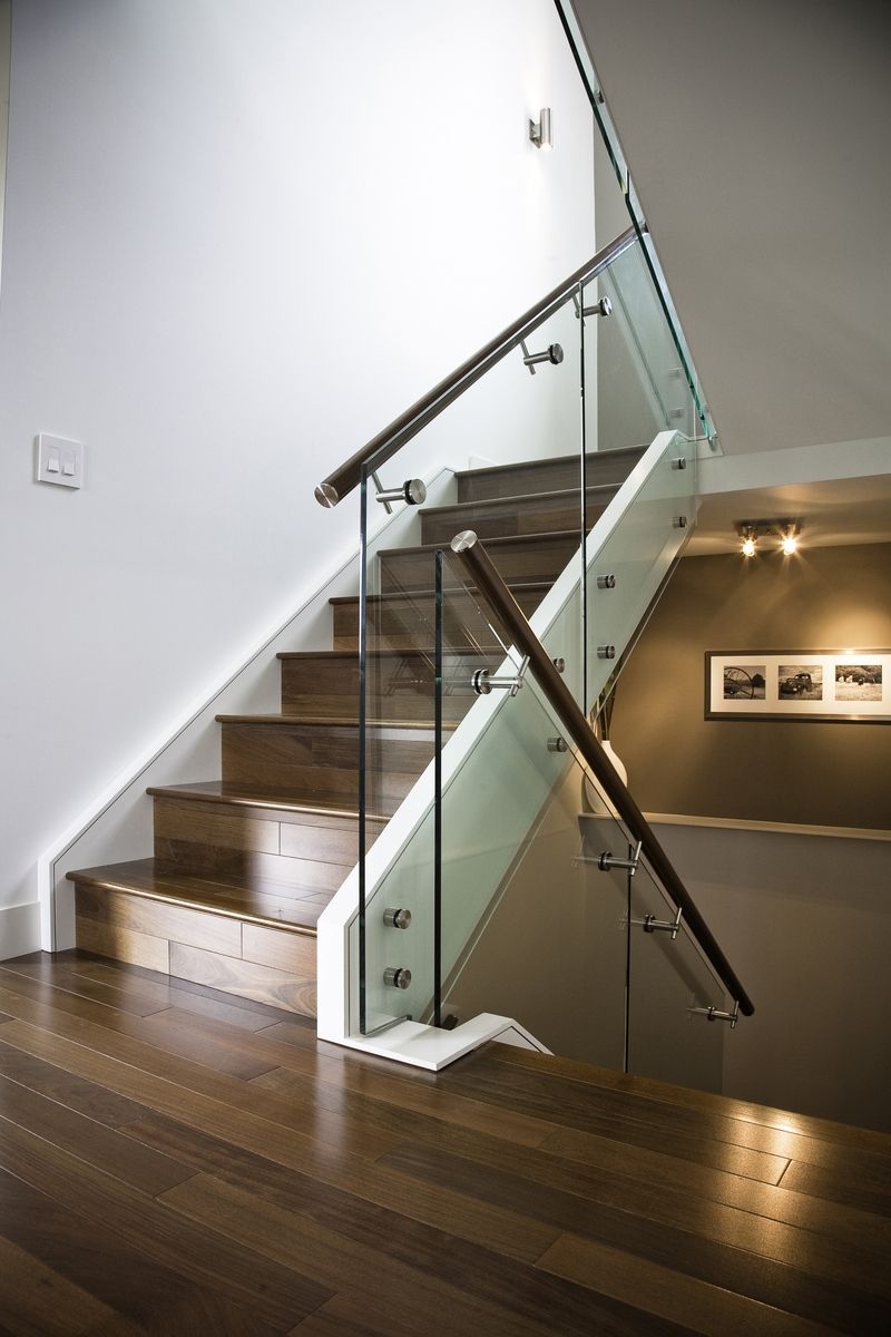 Hand Made Maple Stair With Glass Railing And Stainless