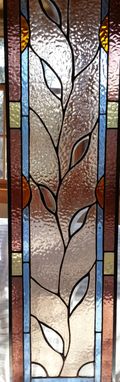 Custom Made Deco Leaves Rose Glass Window Panel