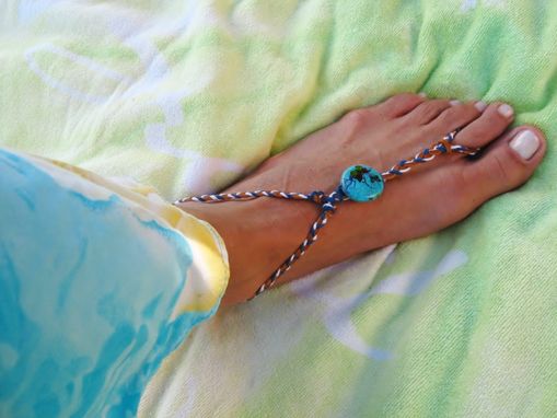 Custom Made Blue Butterfly Slave Anklet. Boho. Foot Jewelry. It Fits Shoe Sizes 9 And Up. Handmade.