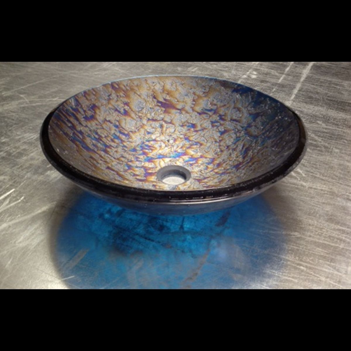 Hand Made Residential Vessel Sink Metallic Glass By