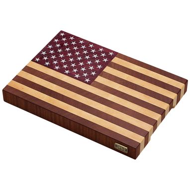 Custom Made Patriot Cutting Board Usa Flag Mahogany, Maple, Epoxy Wood End Grain Handmade