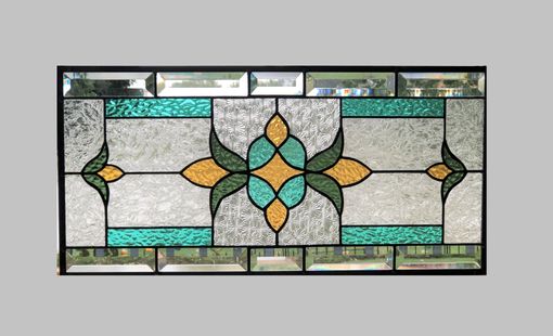 Custom Made Victorian Beveled Stained Glass Window Panel Hanging Ready To Ship