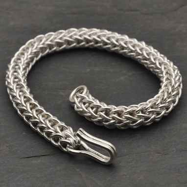 Custom Made Large Fine Silver Loop In Loop Bracelet