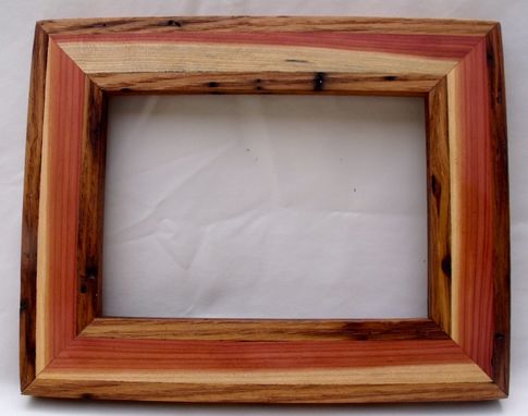 Custom Made Reclaimed Wormy American Chestnut Inlayed With Cedar Picture Frame