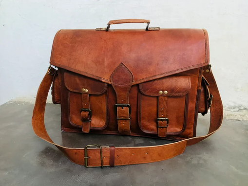 Custom Made Handmade Leather Shoulder Bag, Vintage Messenger Bag, Office Briefcase, Handbag