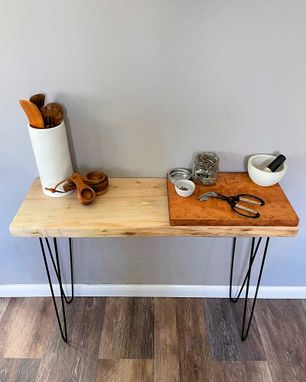 Custom Made Forge Console Table - Solid Maple Console Table With Hairpin Legs - Size Options