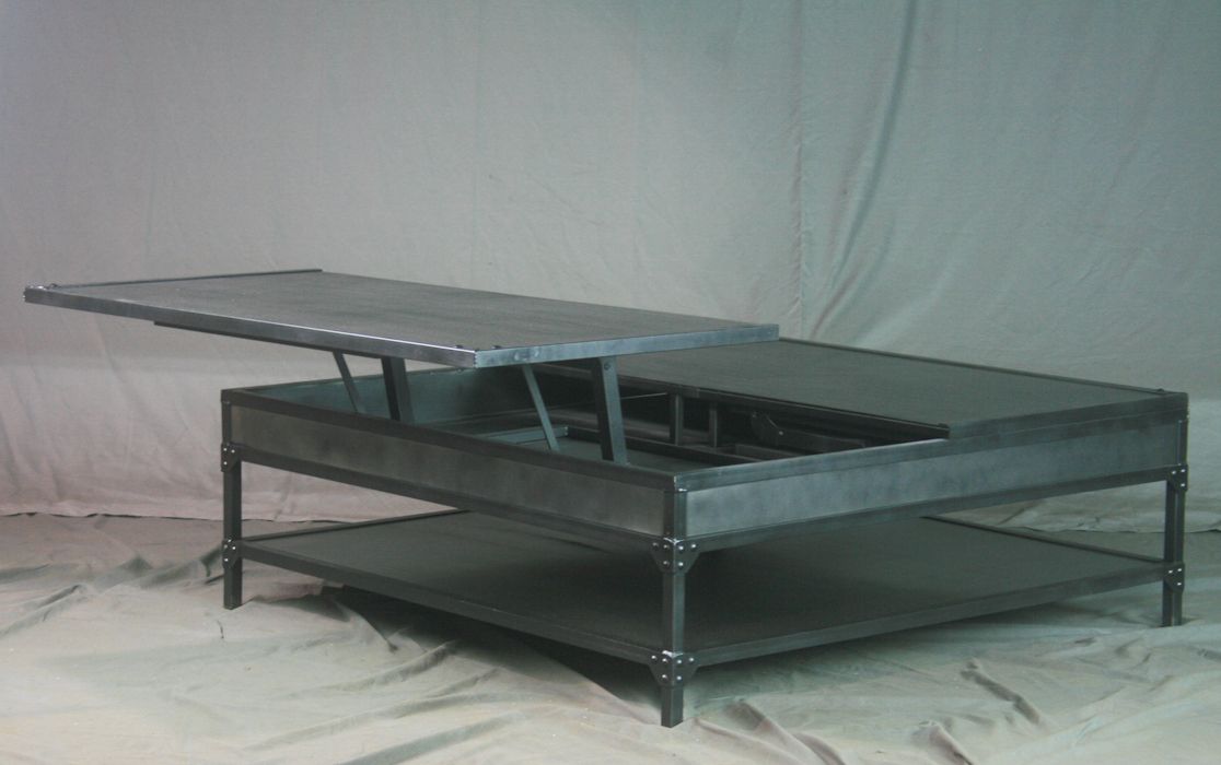 Buy Hand Made Industrial Lift Top Coffee Table Vintage Steel Double