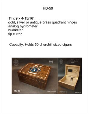 Custom Made Handcrafted Humidor With Inlaid Family Crest Hd50 With Free Shipping.
