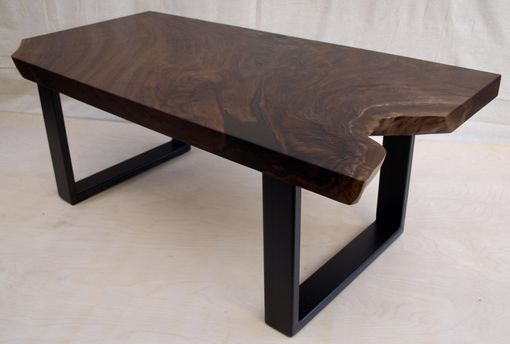 Custom Made Walnut Coffee Table With Steel Base