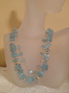 Custom Made Handmade Aquamarine Faceted Necklace With 14k Gold