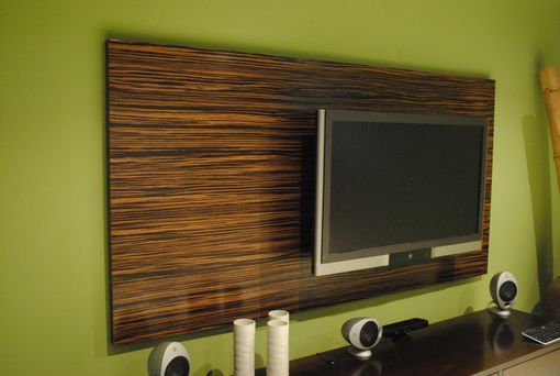 Custom Made Macassar Ebony Wood Wall Tv Panel