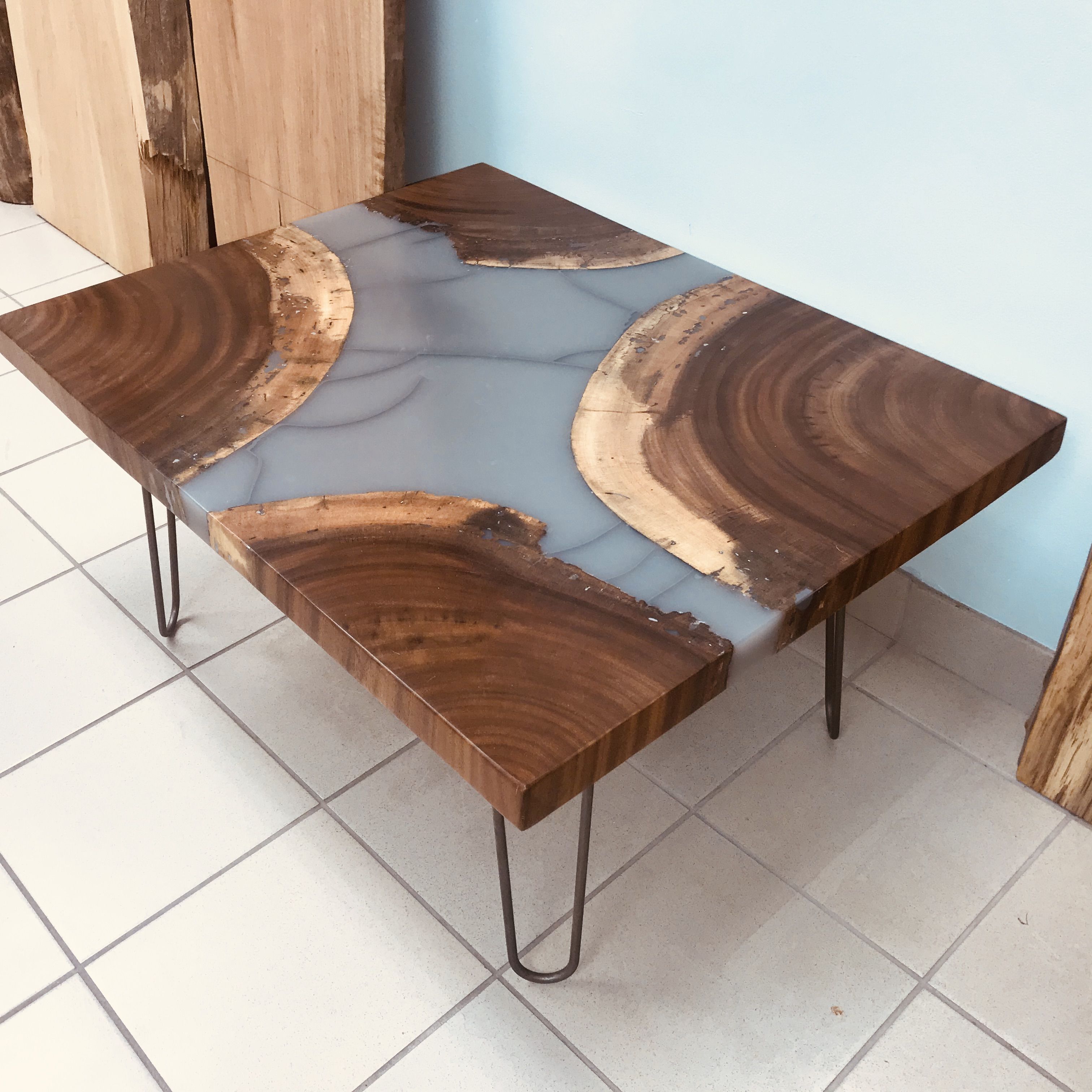 Hand Made Beautiful Artistic Epoxy Coffee Table by Ponderosa Woodslabs
