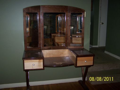 custom made walnut and maple vanity/dressing table by bob