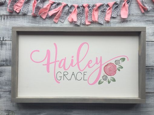 Custom Made Extra Large Name Sign (Cursive Text/Flower)