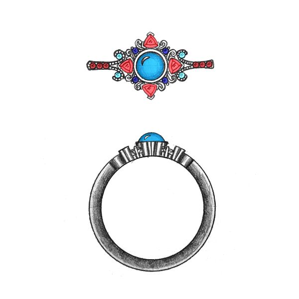 Our unique vintage-inspired turquoise ring design based on a bible verse.
