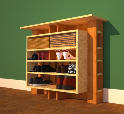 Custom Made Hallway Shoe Storage With Framed Shelves