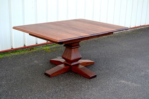 Custom Made Walnut Extension Table With French Country Style Pedestal Base