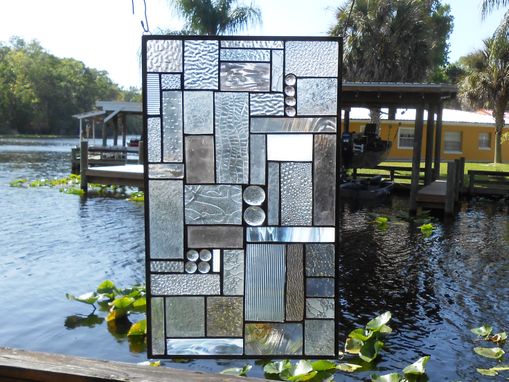 Custom Made Traditional Geometric Patchwork Quilt Stained Glass Transom, Peach, Cinnamon, Champagne Textures